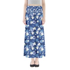 White Flowers Summer Plant Full Length Maxi Skirt by HermanTelo