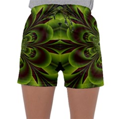 Abstract Flower Artwork Art Floral Green Sleepwear Shorts by Sudhe