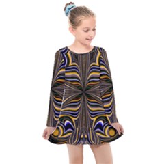 Abstract Art Fractal Unique Pattern Kids  Long Sleeve Dress by Sudhe