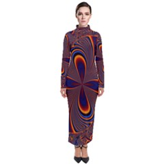 Abstract Fractal Background Pattern Turtleneck Maxi Dress by Sudhe