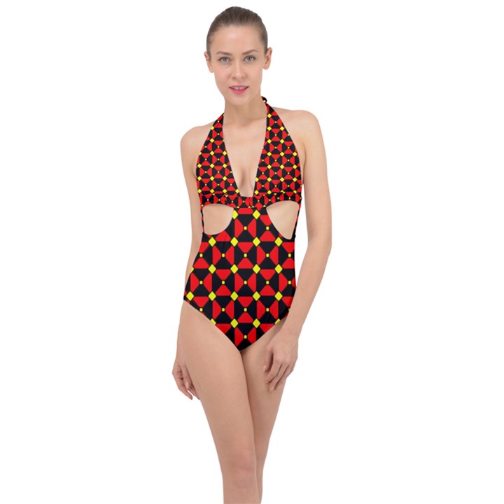 RBY-3-5 Halter Front Plunge Swimsuit