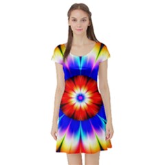 Abstract Digital Art Artwork Colorful Short Sleeve Skater Dress