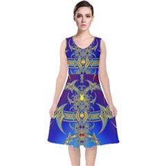 Abstract Art Design Digital Art V-neck Midi Sleeveless Dress  by Pakrebo