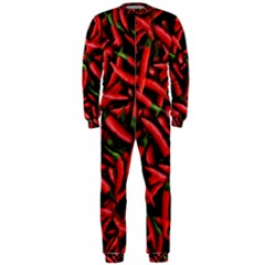 Red Chili Peppers Pattern  Onepiece Jumpsuit (men)  by bloomingvinedesign