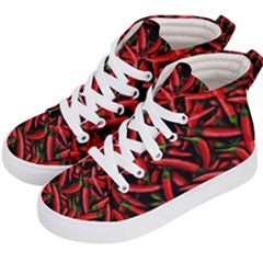 Red Chili Peppers Pattern  Kids  Hi-top Skate Sneakers by bloomingvinedesign