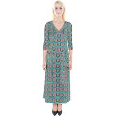 Lotus Bloom In The Sacred Soft Warm Sea Quarter Sleeve Wrap Maxi Dress by pepitasart