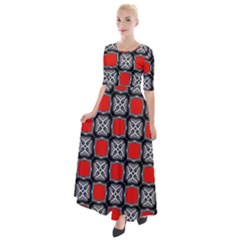 Pattern Square Half Sleeves Maxi Dress