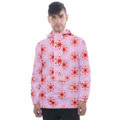 Texture Star Backgrounds Pink Men s Front Pocket Pullover Windbreaker by HermanTelo