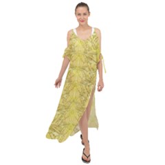 Flowers Decorative Ornate Color Yellow Maxi Chiffon Cover Up Dress by pepitasart