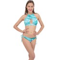Watercolor Splatter Aqua Cross Front Halter Bikini Set View1