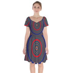 Art Design Fractal Circle Short Sleeve Bardot Dress