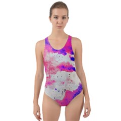 Watercolor Splatter Hot Pink/purple Cut-out Back One Piece Swimsuit by blkstudio