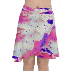 Watercolor Splatter Hot Pink/purple Chiffon Wrap Front Skirt by blkstudio