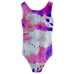 Watercolor Splatter Hot Pink/purple Kids  Cut-out Back One Piece Swimsuit by blkstudio