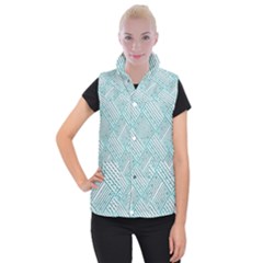 Wood Texture Diagonal Pastel Blue Women s Button Up Vest
