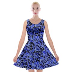 Texture Structure Electric Blue Velvet Skater Dress