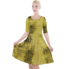 Watercolor Wash - Yellow Quarter Sleeve A-line Dress by blkstudio