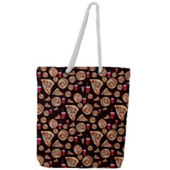 Pizza Pattern Full Print Rope Handle Tote (large) by bloomingvinedesign