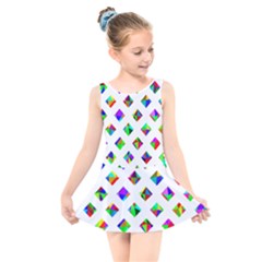 Rainbow Lattice Kids  Skater Dress Swimsuit