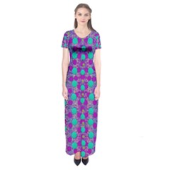 Happy Days Of Free  Polka Dots Decorative Short Sleeve Maxi Dress by pepitasart