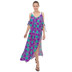 Happy Days Of Free  Polka Dots Decorative Maxi Chiffon Cover Up Dress by pepitasart