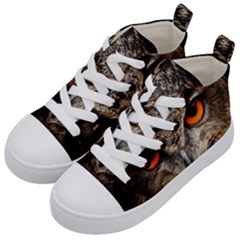Owl Bird Eyes Eagle Owl Birds Kids  Mid-top Canvas Sneakers by Wegoenart