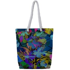Flowers Abstract Branches Full Print Rope Handle Tote (small) by Wegoenart