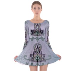 Abstract Decorative Floral Design, Mandala Long Sleeve Skater Dress by FantasyWorld7