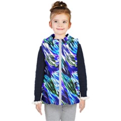 Abstract Background Blue White Kids  Hooded Puffer Vest