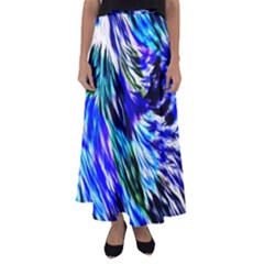 Abstract Background Blue White Flared Maxi Skirt