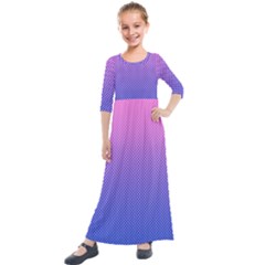 Dot Background Pattern Halftone Kids  Quarter Sleeve Maxi Dress