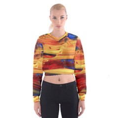 Rainbow Waves Cropped Sweatshirt by WILLBIRDWELL