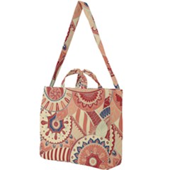 Pop Art Paisley Flowers Ornaments Multicolored 4 Square Shoulder Tote Bag by EDDArt