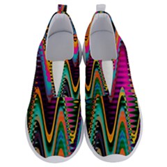 Multicolored Wave Distortion Zigzag Chevrons 2 Background Color Solid Black No Lace Lightweight Shoes by EDDArt