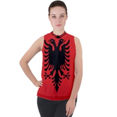 Albania Flag Mock Neck Chiffon Sleeveless Top by FlagGallery