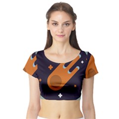 Meteor Meteorite Space Comet Short Sleeve Crop Top by Pakrebo