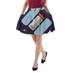 Satellite Machine Space Dark A-line Pocket Skirt by Pakrebo