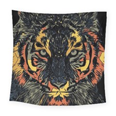 Tiger Predator Abstract Feline Square Tapestry (large) by Pakrebo