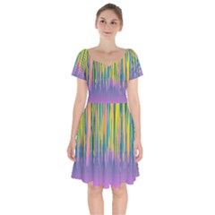 Background Colorful Texture Bright Short Sleeve Bardot Dress by Pakrebo