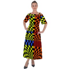 Checkerboard Again 7 Shoulder Straps Boho Maxi Dress  by impacteesstreetwearseven