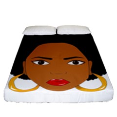 African American Woman With ?urly Hair Fitted Sheet (queen Size) by bumblebamboo