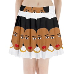 African American Woman With ?urly Hair Pleated Mini Skirt by bumblebamboo