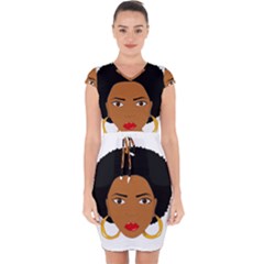 African American Woman With ?urly Hair Capsleeve Drawstring Dress  by bumblebamboo
