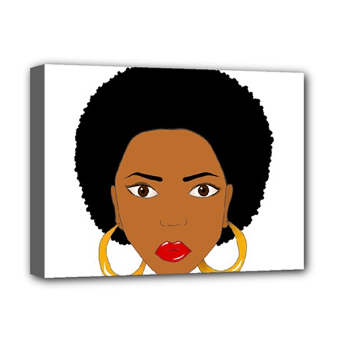African American Woman With ?urly Hair Deluxe Canvas 16  X 12  (stretched)  by bumblebamboo