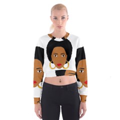 African American Woman With ?urly Hair Cropped Sweatshirt by bumblebamboo