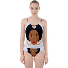 African American Woman With ?urly Hair Cut Out Top Tankini Set by bumblebamboo