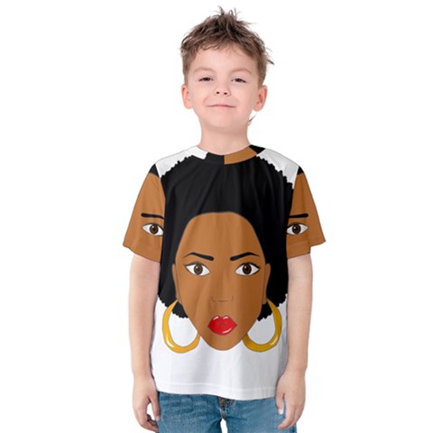 African American Woman With ?urly Hair Kids  Cotton Tee by bumblebamboo