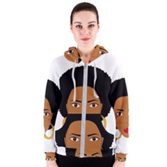 African American Woman With ?urly Hair Women s Zipper Hoodie by bumblebamboo