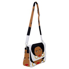 African American Woman With ?urly Hair Shoulder Bag With Back Zipper by bumblebamboo