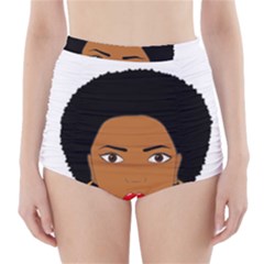 African American Woman With ?urly Hair High-waisted Bikini Bottoms by bumblebamboo